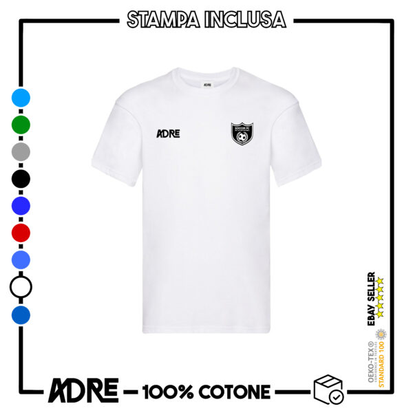 Maglia Bianca Stampata a Caldo Personalizzata con Logo Squadra Società 100% Cotone Premium Quality per Allenamento squadra calcio-volley-basket-padel